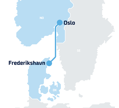 Route Frederikshavn-Oslo