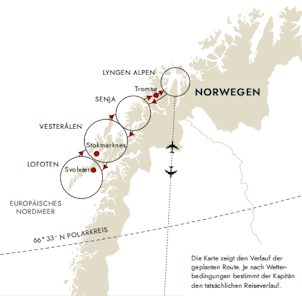 Routenverlauf arktische Abenteuer mit HX